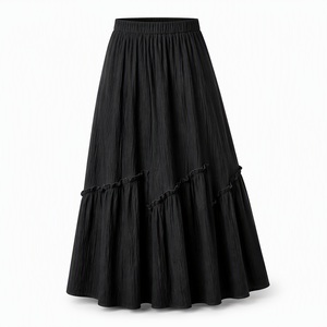 Custom OEM ODM Women Crinkled A-Line Midi Skirt