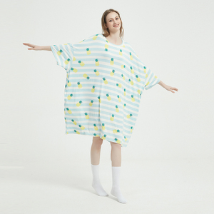 Custom Logo Bamboo Fleece T-shirts Personalized Casual Nightgown Sleep Wear Dresses for Women Knee Length for Spring Autumn