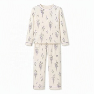 Custom Printed 93% Bamboo Viscose 7% Spandex Women Lavender Floral Loungewear Set Long Sleeve Soft Breathable Two-Piece OEM ODM