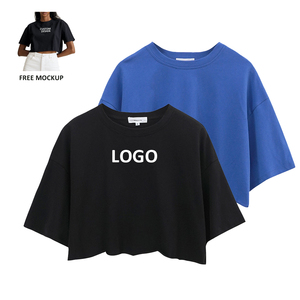 Wholesale 2026 Summer Cotton Short Sleeve Round Neck T-shirts Custom Gym Loose Fit Casual Blouse Womens Crop Tops