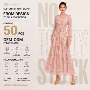 Women V-Neck Long Sleeve Loose Casual Dress Supplier